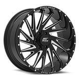 GT OFFROAD Gloss Black Milled Tomahawk Gloss Black Milled 24x12 8x165.1/8x180 Wheels