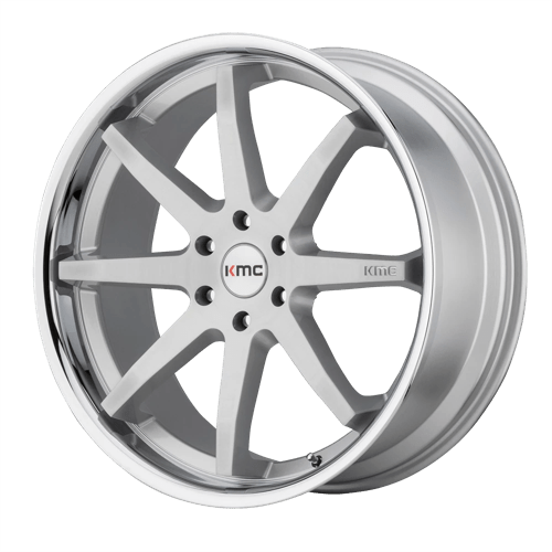 KMC KM715 20X9 5X5.0 BRUSH SLV CHR LIP 30MM Wheels