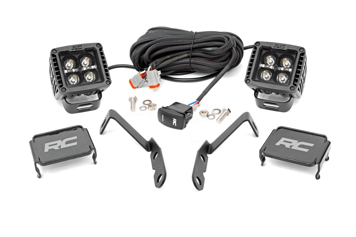 LED Light | Ditch Mount | 2" Black Pair | Amber DRL | Chevy 1500 (2007-2013)