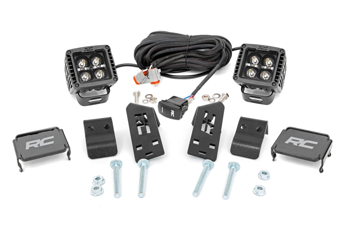 LED Light Kit | "A" Pillar Mount | 2" Black Pair | White DRL | Polaris RZR PRO XP