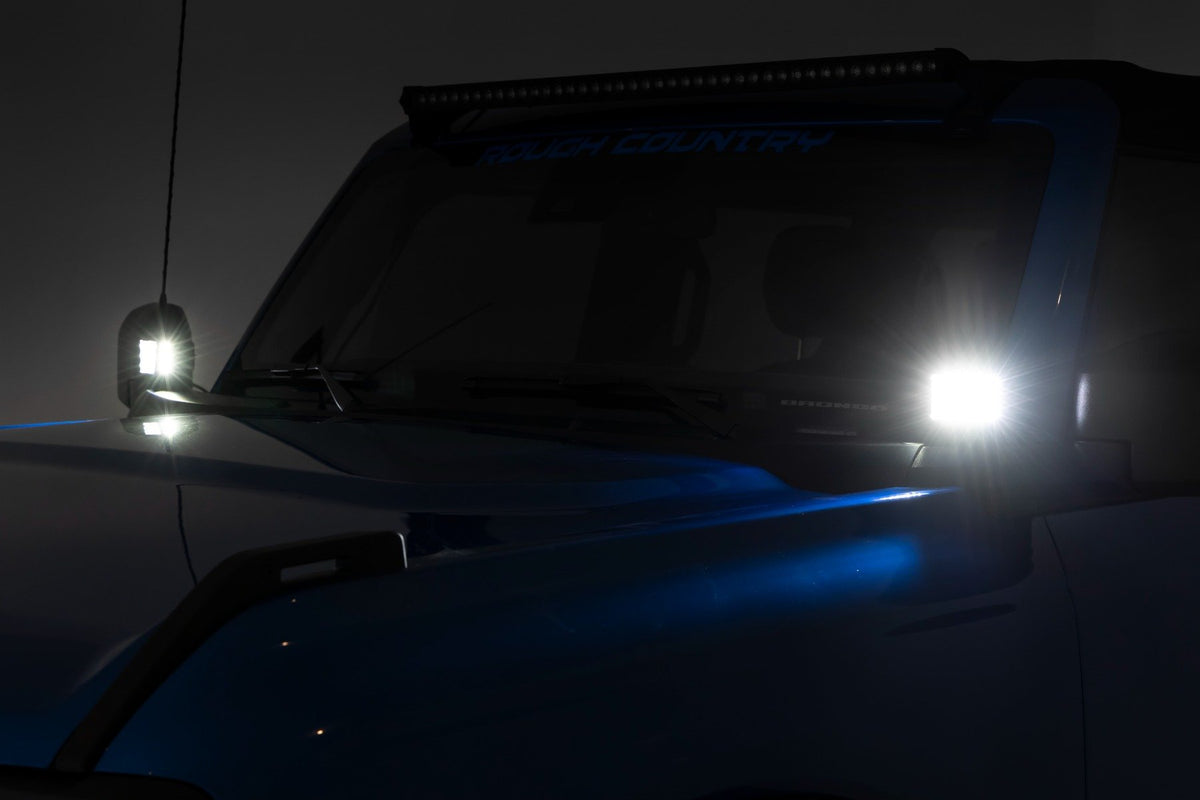 LED Light Kit | Ditch Mount | 2" Black Pair | Flood Pattern | Ford Bronco (21-25)