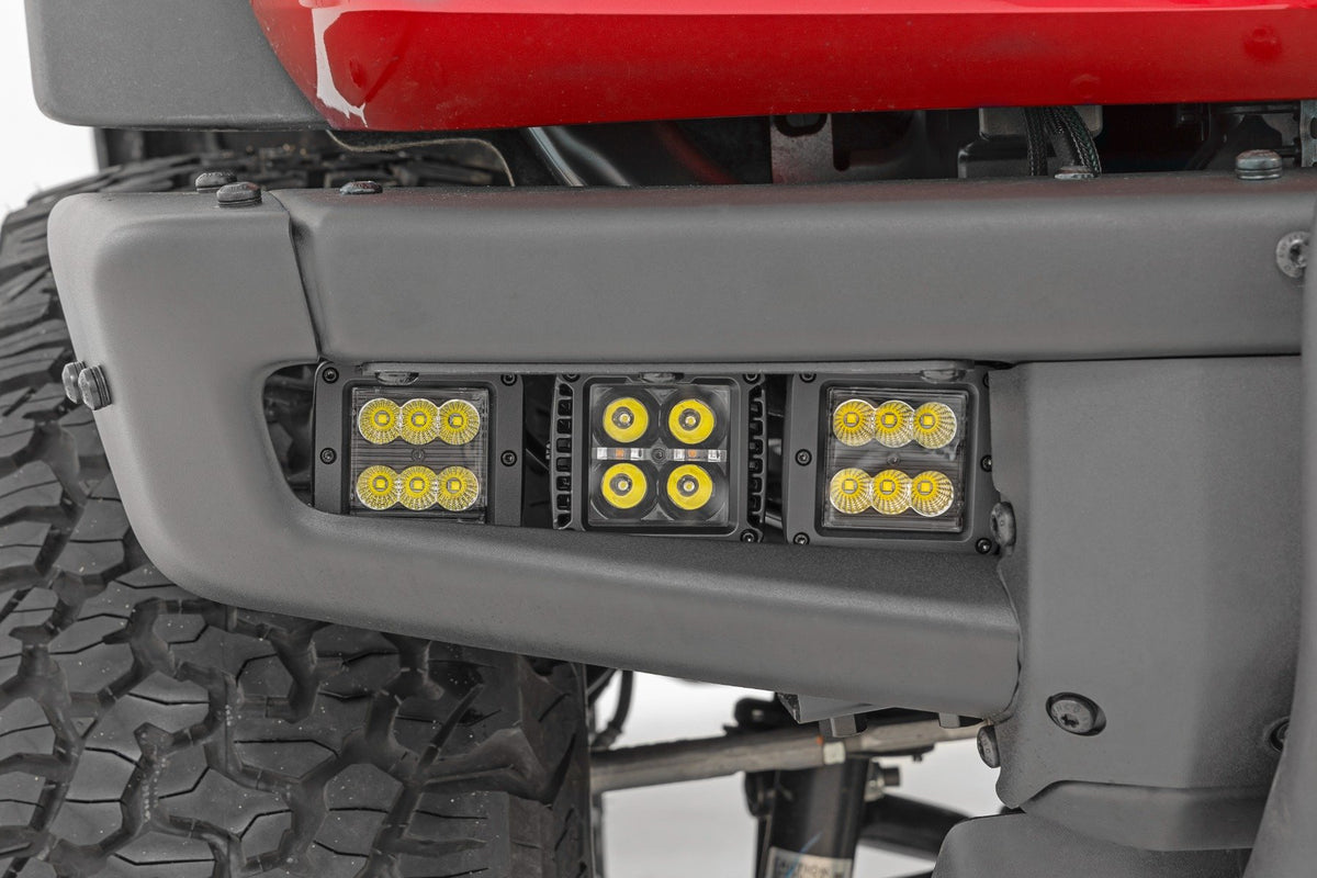 LED Light Kit | Fog Mount | Triple 2" Black Pair | Flood | Ford Bronco (21-25)