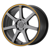 Motegi MR132 17X7 5X4.5 M-GRY ORANGE 40MM Wheels