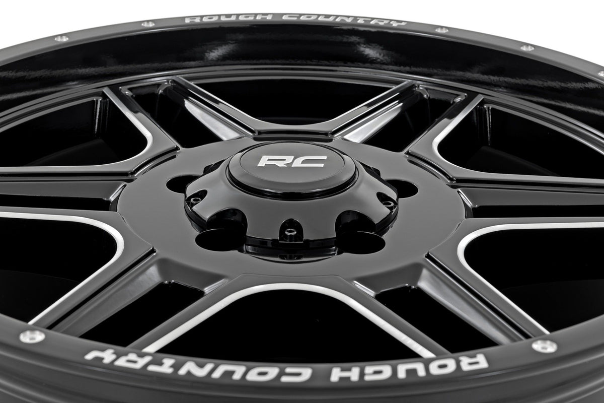 Rough Country 92 Series Wheel | Machined One-Piece | Gloss Black | 18x9 | 6x5.5 | +0mm
