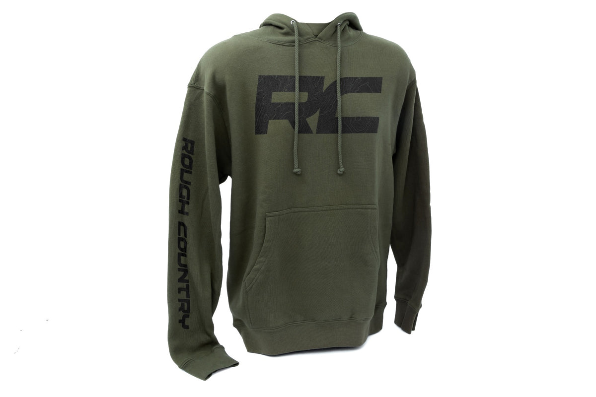 Rough Country Hoodie | RC Topographical Sleeve | Army Green | 3XL