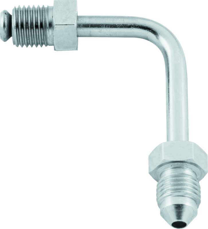 Twin Power Stainless Brake Fitting Male 3/8-24 Inverted Flare to AN-3 Male 90 Adaptor Tube Short
