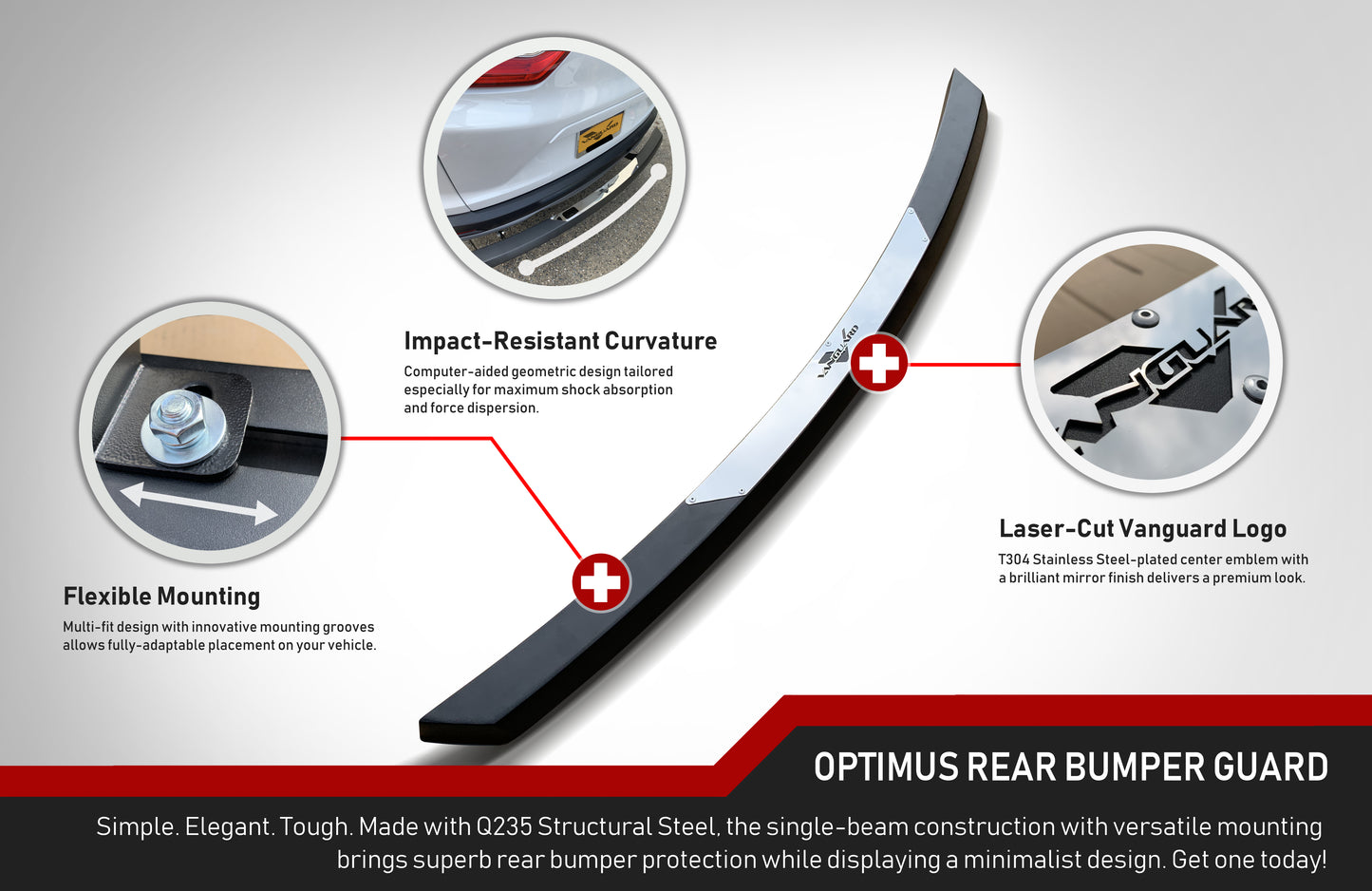 Vanguard Black Powdercoat Rear Guards Rear Bumper Guards Bumper Guard for 2022-2024 mitsubishi outlander nan