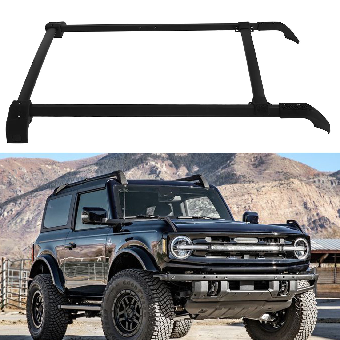 Vanguard Black Powdercoat Roof & Hitch Accessories Roof Racks Roof Rack for 2021-2024 ford bronco nan