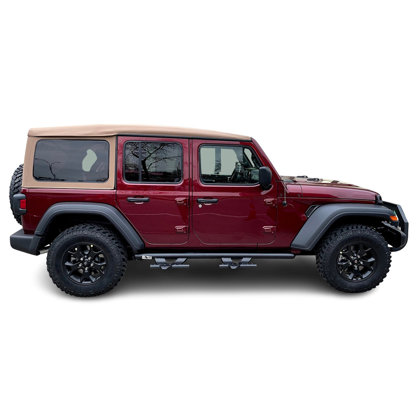 Vanguard Black Powdercoat Side Steps & Running Boards Side Steps Running Board for 2018-2025 jeep wrangler nan