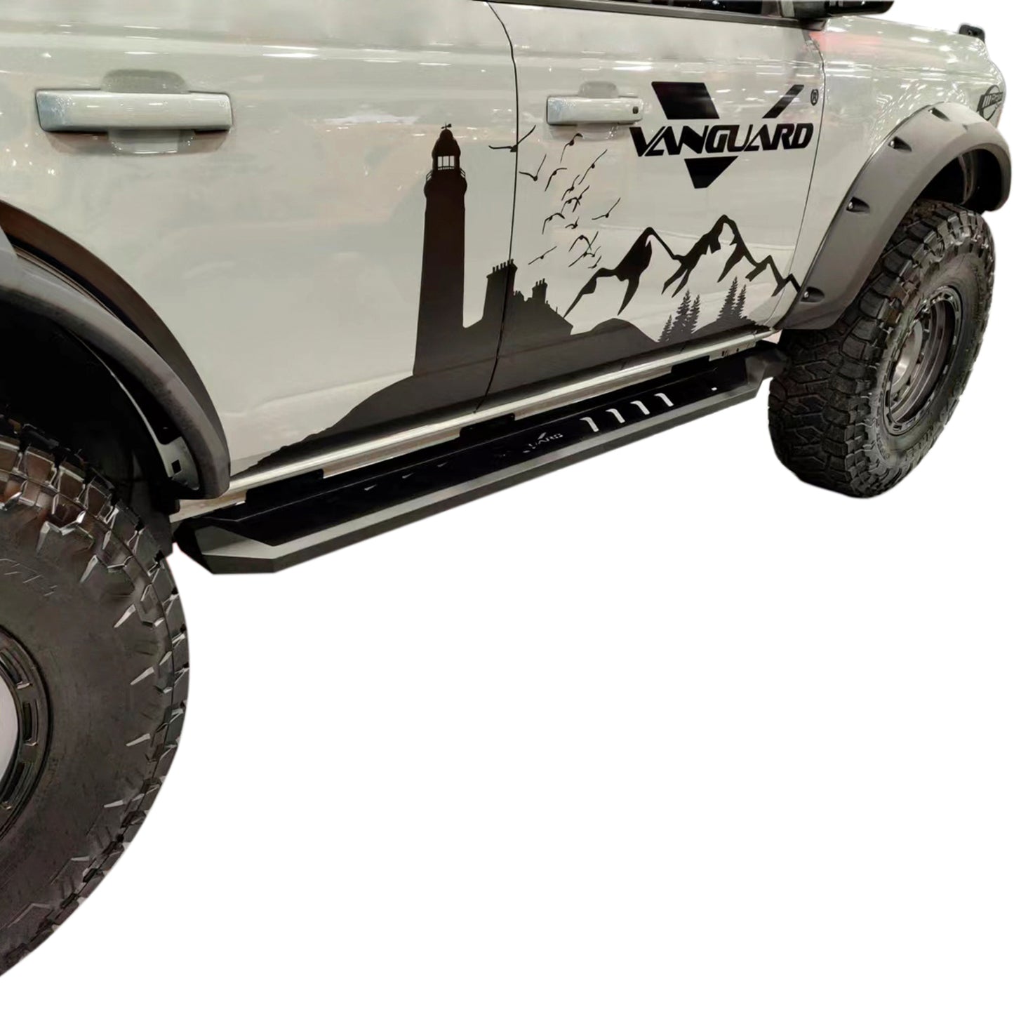 Vanguard Black Powdercoat Side Steps & Running Boards Running Boards Running Board for 2021-2024 ford bronco nan