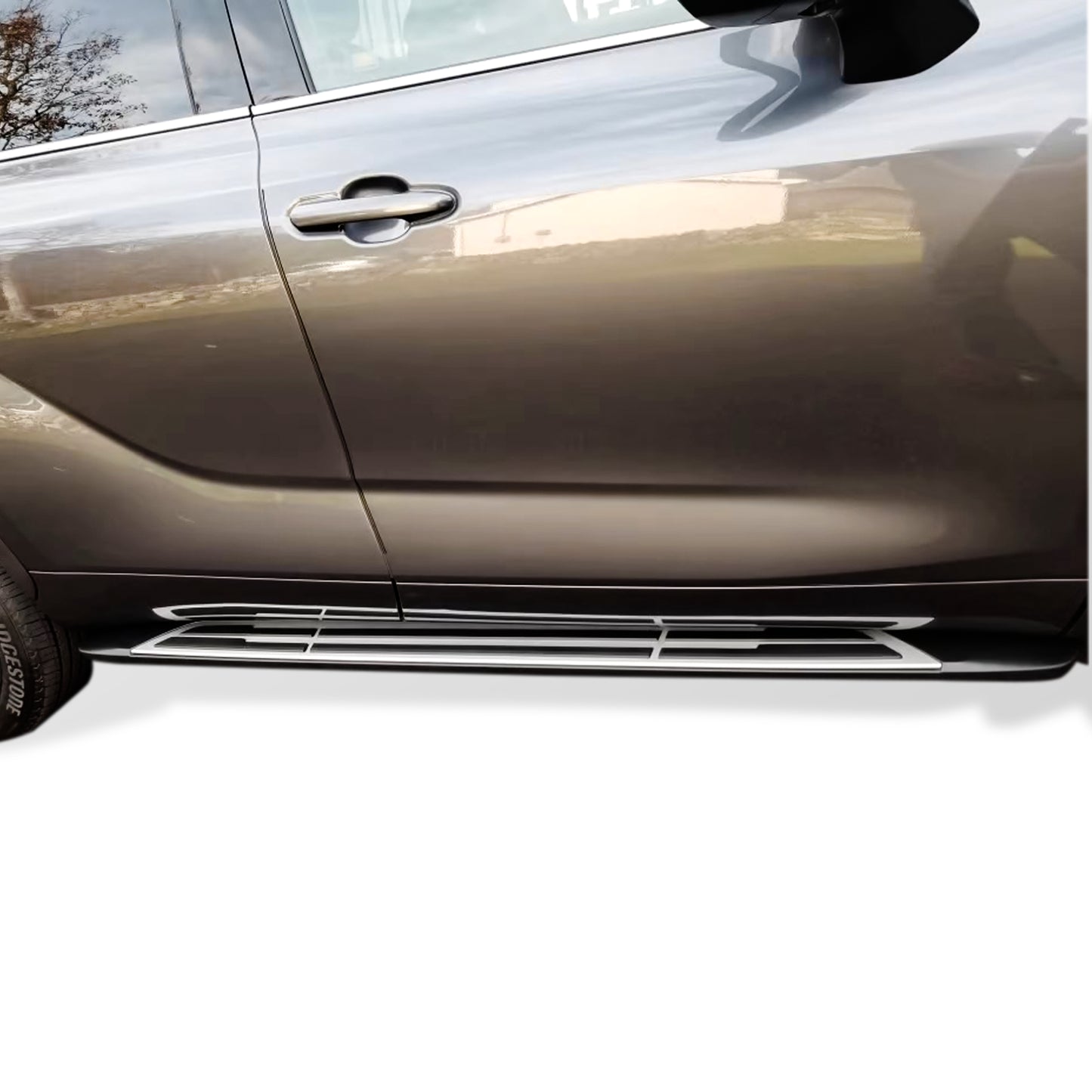 Vanguard Brushed Aluminum Side Steps & Running Boards Running Boards Step Nerf Bar for 2020-2024 toyota highlander nan