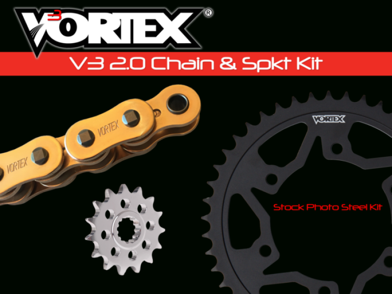 Vortex Racing V3 2.0 Chain and Sprocket Kit 2910-17,454S-39,G525RX3-114- Gold