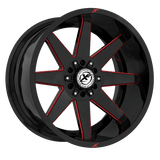 XF OFFROAD Gloss Black Milled Red XF-236 20x9 8x165.1/8x170 Wheels