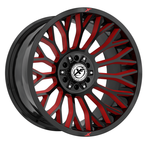 XF OFFROAD Gloss Black Milled Red XF-237 22x10 5x127/5x139.7 Wheels