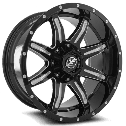 XF OFFROAD Gloss Black Milled XF-215 20x9 8x165.1/8x180 Wheels