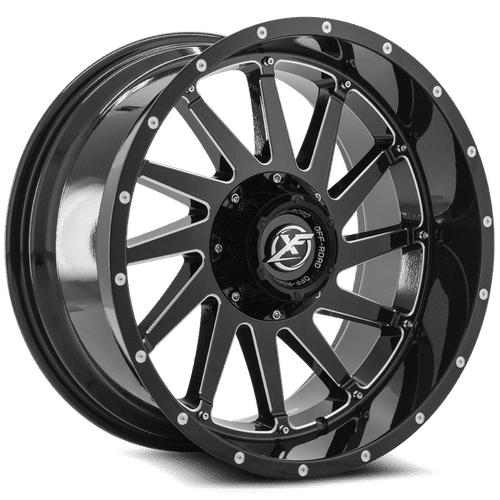 XF OFFROAD Gloss Black Milled XF-216 22x12 8x170/8x165.1 Wheels