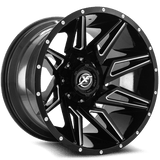 XF OFFROAD Gloss Black Milled XF-218 22x12 8x165.1/8x180 Wheels