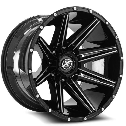 XF OFFROAD Gloss Black Milled XF-220 22x10 5x139.7/5x150 Wheels