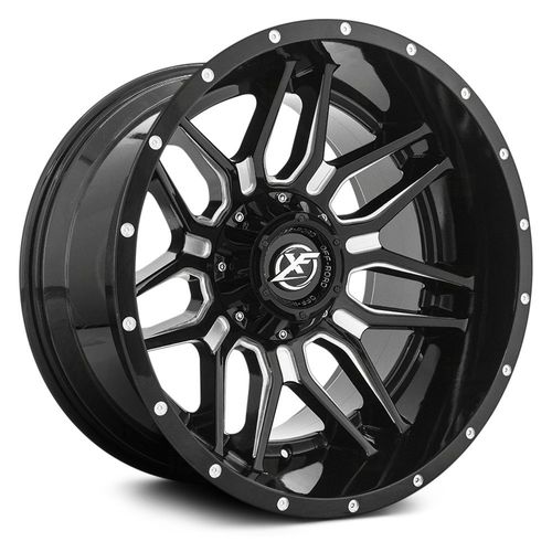 XF OFFROAD Gloss Black Milled XF-222 20x9 8x165.1/8x170 Wheels