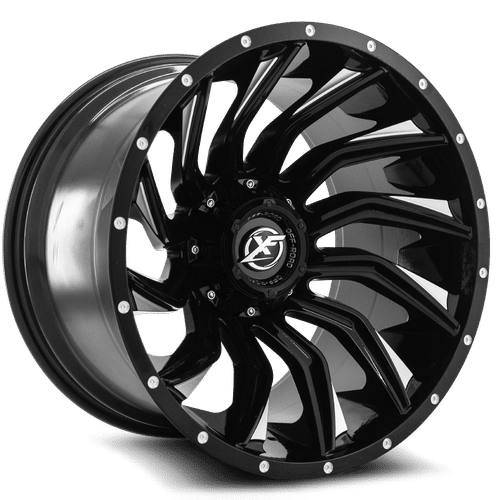XF OFFROAD Gloss Black Milled XF-224 20x10 8x165.1/8x170 Wheels