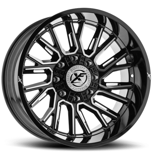 XF OFFROAD Gloss Black Milled XF-230 22x12 8x165.1/8x170 Wheels