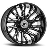 XF OFFROAD Gloss Black Milled XF-230 22x12 8x165.1/8x170 Wheels