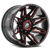 XF OFFROAD Gloss Black Red Milling XF-218 20x9 5x127/5x139.7 Wheels