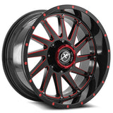 XF OFFROAD Gloss black Milled Red XF-216 20x12 5x139.7/5x150 Wheels
