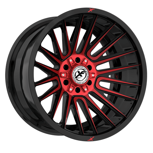 XF OFFROAD Black Machined Red XF-234 22x12 8x165.1/8x170 Wheels