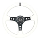 NRG Reinforced Steering Wheel (350mm/3in. Deep) White Leather w/Blk Spoke/Round Holes/White Stripes