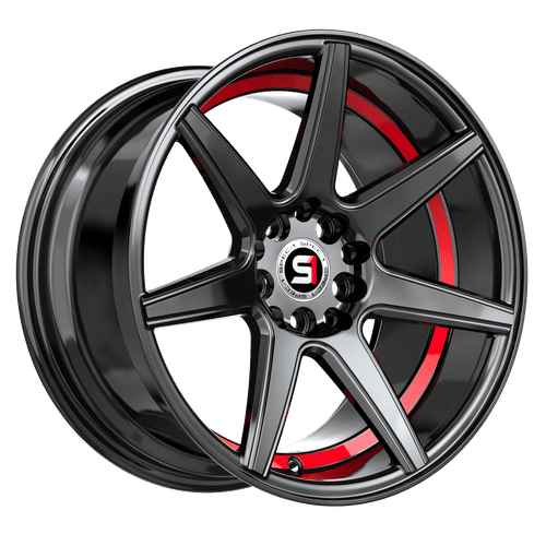 SPEC-1 RACING SP-73 Gloss Black/ Red Under Cut 17x7.5 5x114.3 Wheels | Offset: 42 | Backspace: nan | Bore: nan