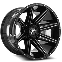 XF OFFROAD Gloss Black Milled XF-220 22x12 8x165.1/8x180 Wheels