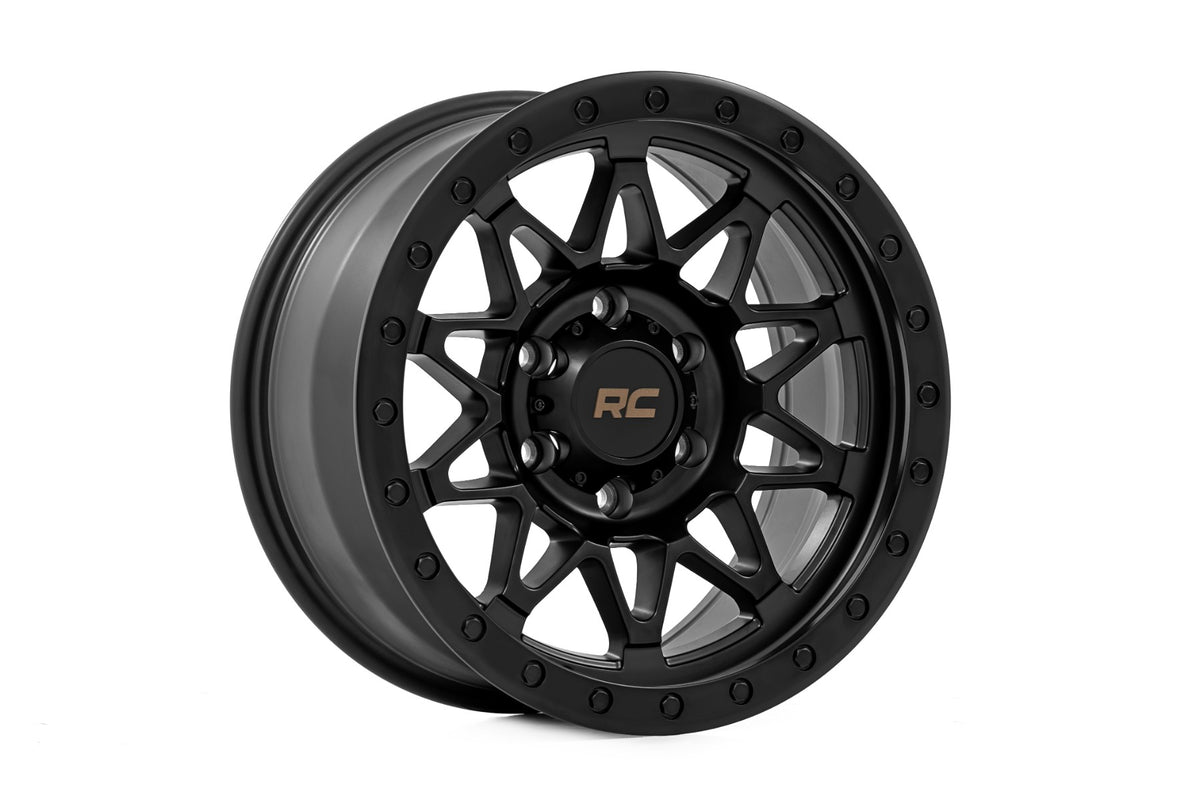 Rough Country 78 Series Wheel | Simulated Beadlock | Black | 17x8.5 | 5x5 | +0mm