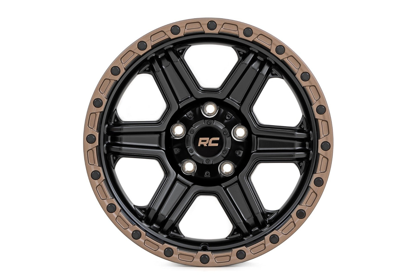 Rough Country 79 Series Wheel | One-Piece | Semi Gloss Black w/Bronze Ring | 18x9 | 6x5.5 |+18mm