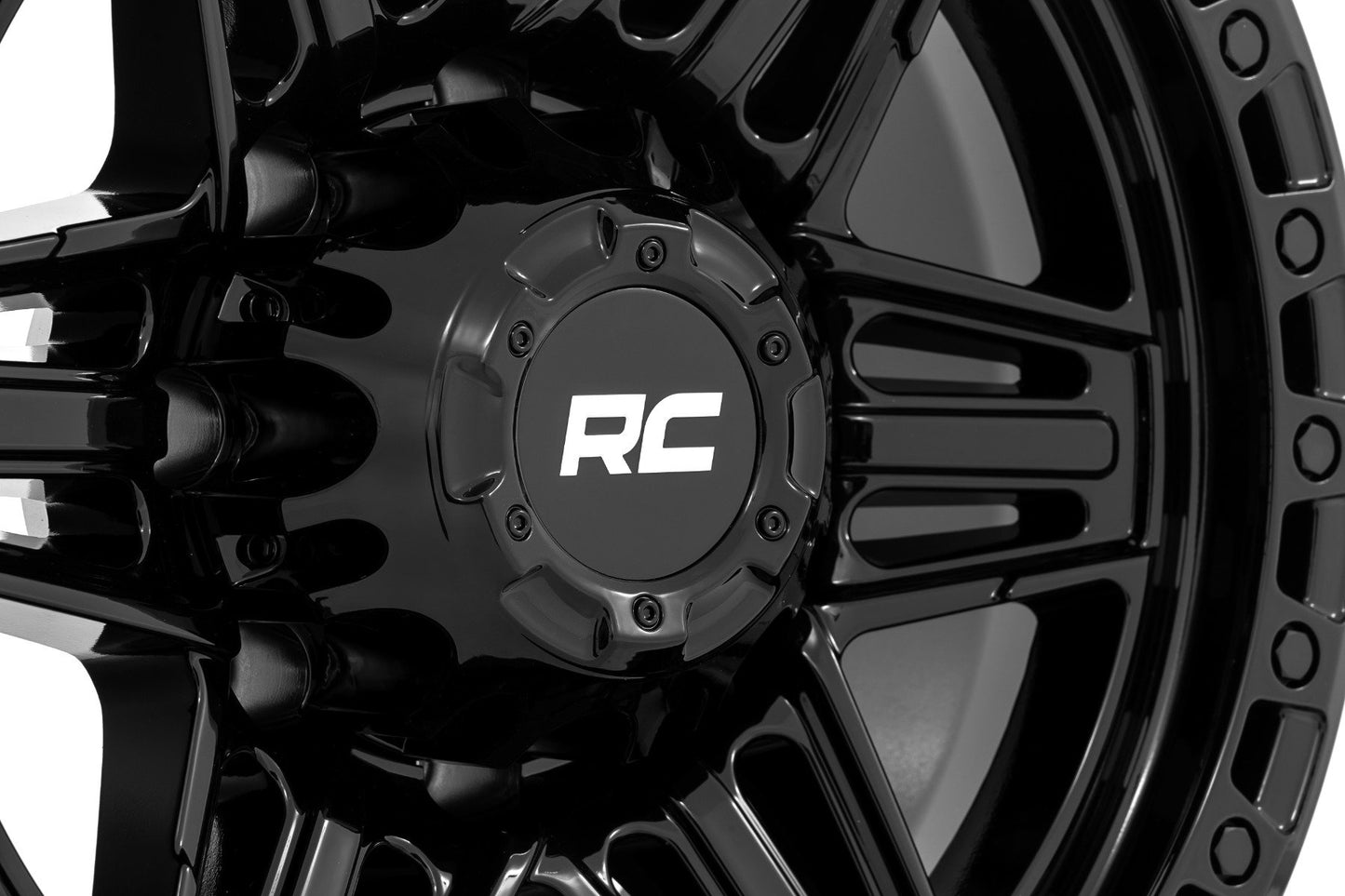 Rough Country 76 Series Wheel | Simulated Beadlock | Gloss Black | 17x9 | 5x5 | -12mm