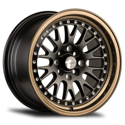 Avid 1 Wheels AV-12 BLACK W/ BRONZE LIP 15x8 4x100 et25 cb73.1