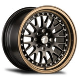 Avid 1 Wheels AV-12 BLACK W/ BRONZE LIP 15x8 4x100 et15 cb73.1