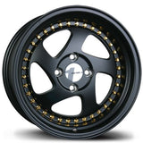 Avid 1 Wheels AV-19 MATTE BLACK W/ GOLD 15x8.5 4x100 et17 cb73.1