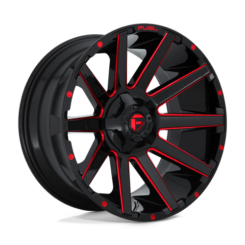 Fuel D643 20x10 8x170 -18 GLOSS BLACK RED TINTED CLEAR