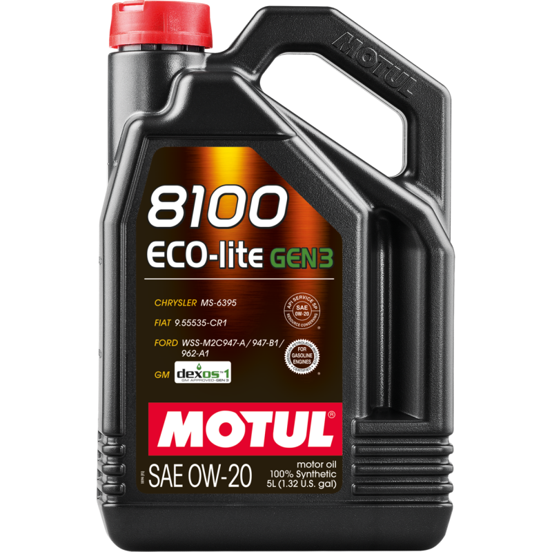 Motul 5L 8100 Eco-Lite Gen3 0W20 Full Synthetic Engine Oil