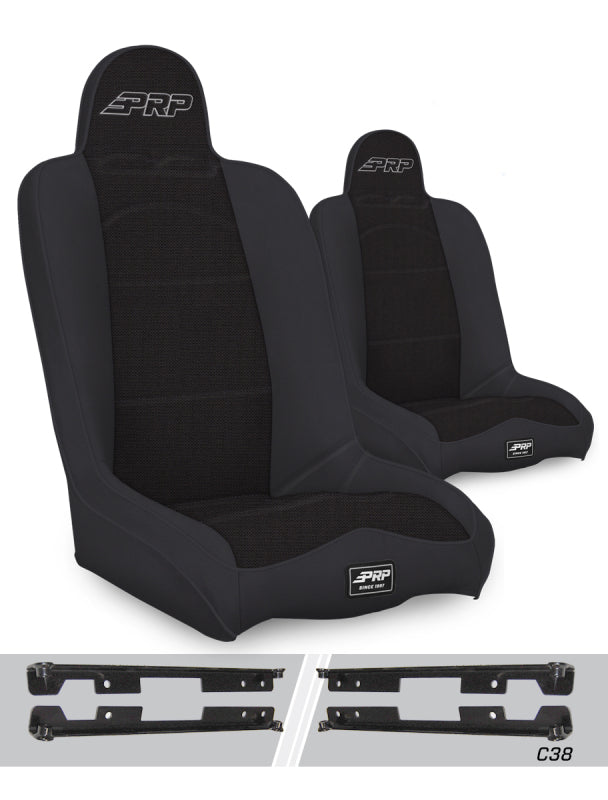 PRP Jeep Wrangler JK/JKU Daily Driver High Back Suspension Seats Kit (Pair) - Black