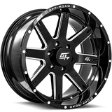 GT OFFROAD Gloss Black Milled Invasion Gloss Black Milled 20x9 8x170 Wheels