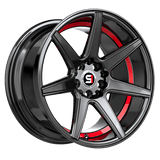 SPEC-1 RACING Gloss Black / Red Under Cut SP-73GBRU 18x8 5x112/5x114.3 Wheels