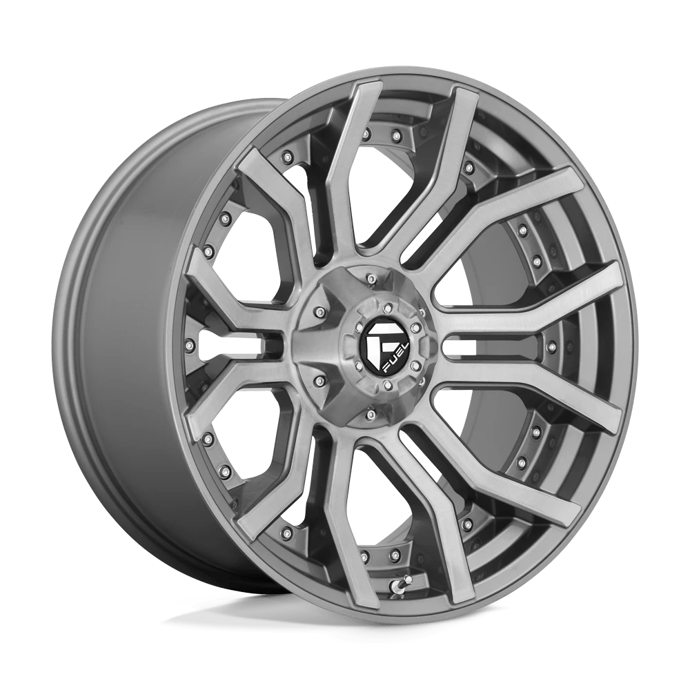 FUEL D713 RAGE PLATINUM 24x12 8x180 -44 BRUSHED GUN METAL TINTED CLEAR