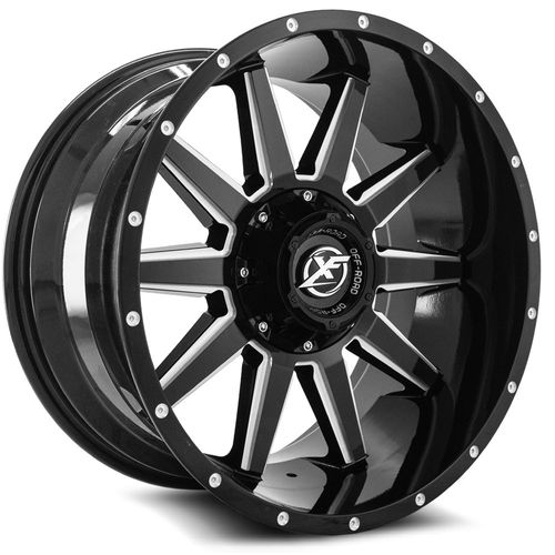 XF OFFROAD Gloss Black Milled XF-219 17x9 8x165.1/8x170 Wheels