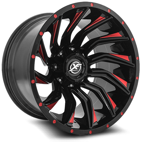 XF OFFROAD Gloss Black Red Milling XF-224 20x10 5x127/5x139.7 Wheels