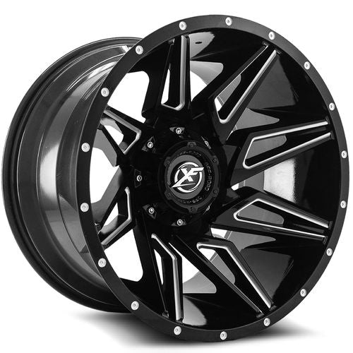 XF OFFROAD Glos Black Milled XF-218 22x12 5x139.7/5x150 Wheels