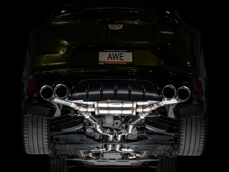AWE Tuning 2021+ Cadillac CT4-V Blackwing SwitchPath Exhaust - Chrome Silver Tips