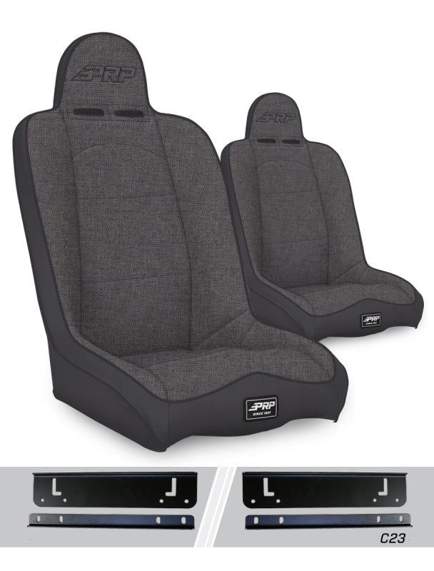 PRP Jeep Wrangler CJ7/YJ Daily Driver High Back Suspension Seats Kit (Pair) - Gray