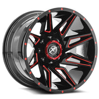 XF OFFROAD Gloss Black Milled Red XF-218 22x12 6x135/6x139.7 Wheels